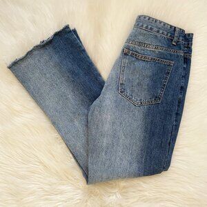 Aelfric Eden Light Blue Two Tone Wash Wide Leg Flare High Waist Denim Jeans